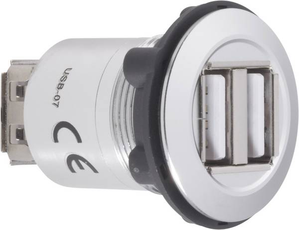 <br> TRU COMPONENTS<br> USB-07<br> Podwójne gniazdo do zabudowy USB 2.0<br> złącze żeńskie do wbudowania<br> 2 x Złącze żeńskie USB typu A na 2 x Złącze żeńskie USB typu A<br> Zawartość: 1 szt.<br>