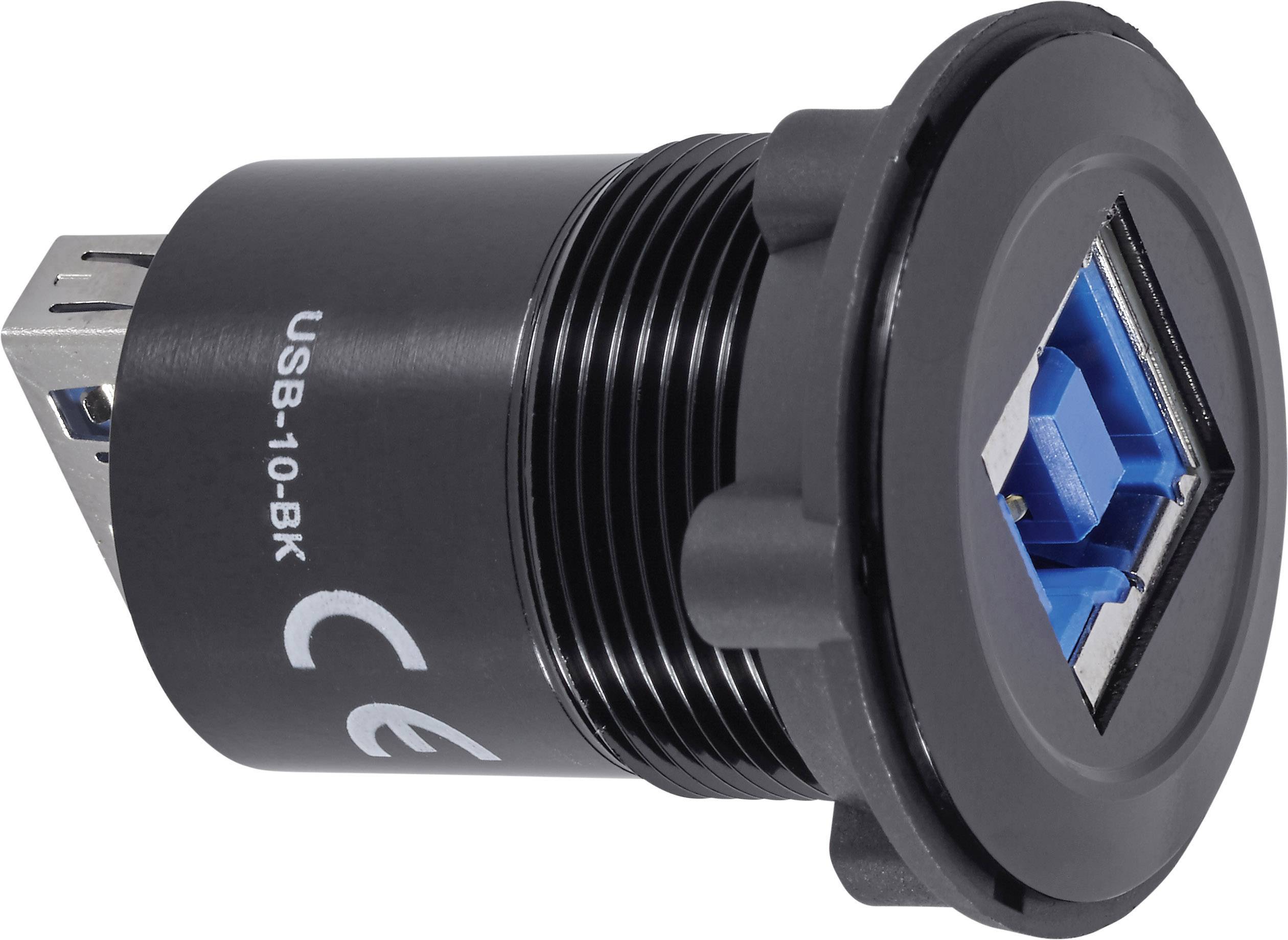 Вбудований USB-роз'єм TRU COMPONENTS USB-10-BK, штекер USB типу B (мама) на штекер USB типу A (мама) Вміст: 1 шт.