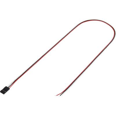 Trzyżyłowy kabel mostkujący z wtyczką na jednym końcu i wolnymi końcówkami, odpowiedni do projektów elektronicznych lub obwodów elektrycznych.