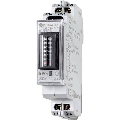 Elektroniczny licznik energii do montażu na szynie DIN, wyświetlający zużyte kilowatogodziny oraz maksymalne natężenie prądu.
