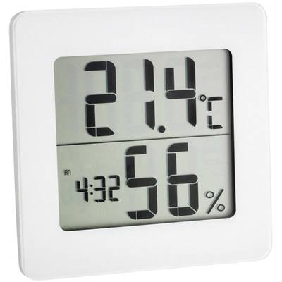 Cyfrowy termometr i higrometr wskazują '21,4°C' i '56%'. Godzina '4:32 AM' również jest wyświetlana.
