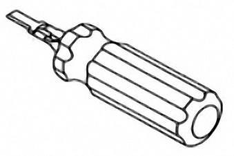Płaski śrubokręt z żłobkowanym uchwytem, typowy dla prac rzemieślniczych.