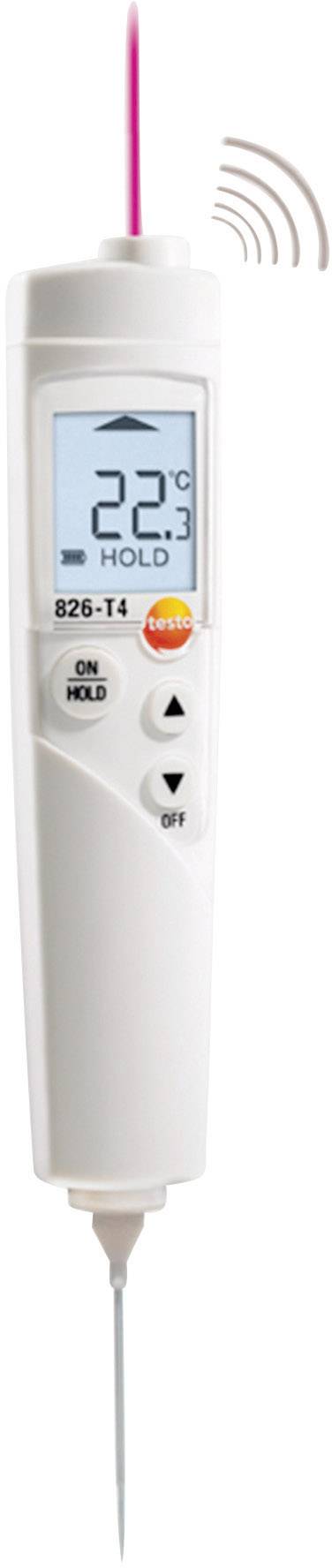 Białe cyfrowe termometr z wyświetlaczem, pokazujący '32°C HOLD'. Symbol fali radiowej w lewym górnym rogu. Sonda temperatury na dole.