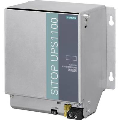 Srebrny moduł Siemens SITOP UPS1100 do zasilania awaryjnego z wyjściem prądu stałego, z numerem modelu widocznym na przedniej części obudowy.