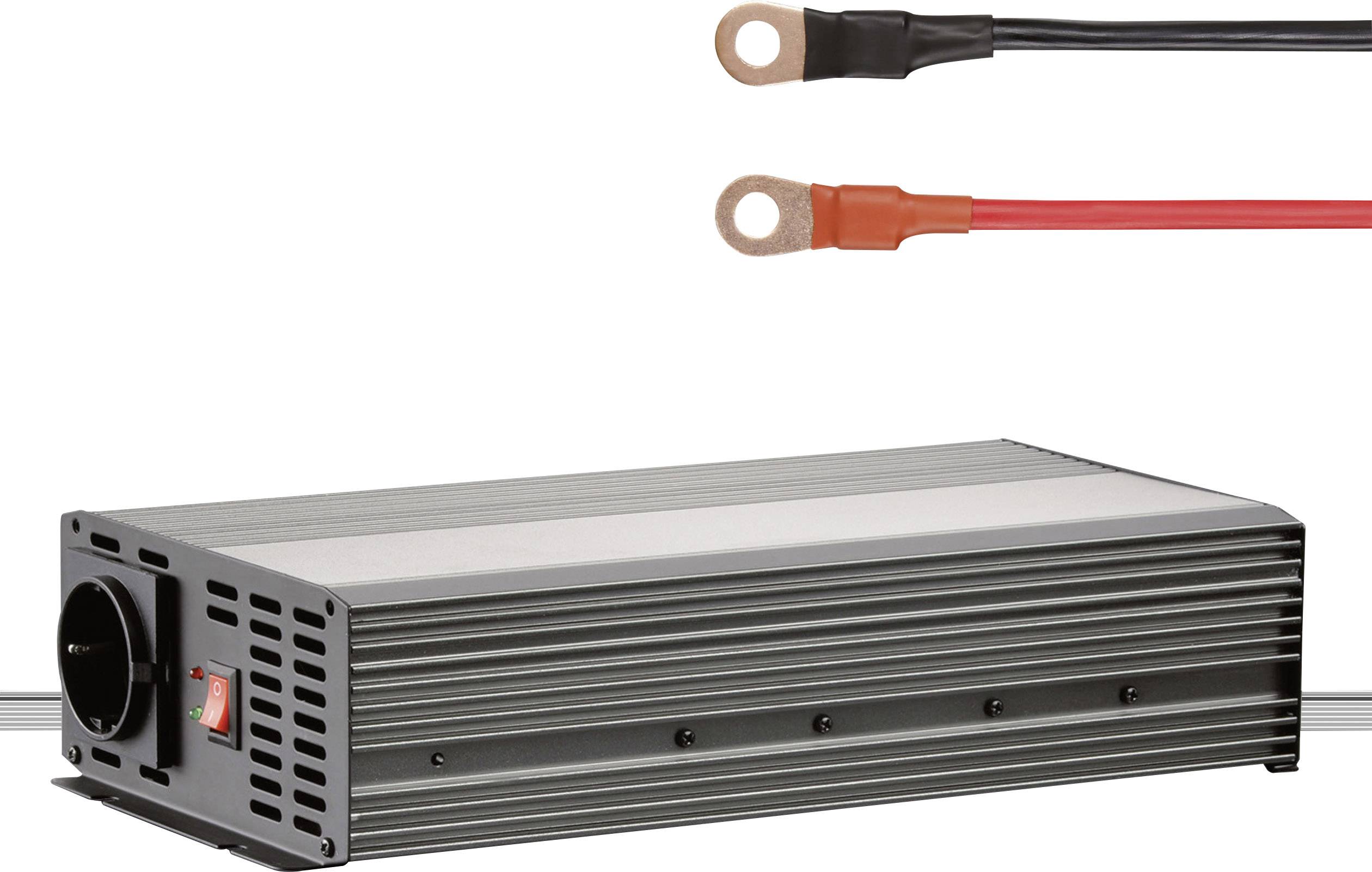 Inwerter samochodowy z wentylatorem i złączami kablowymi. Idealny do przekształcania prądu stałego na przemienny dla różnych urządzeń.