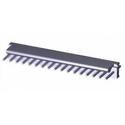 Mały, podłużny, szary element montażowy z kilkoma pinami po bokach, używany w obwodach elektronicznych.