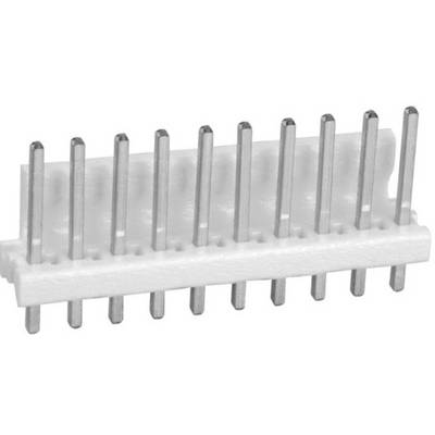 Biały wtyk plastikowy z wieloma stykami metalowymi, typowo stosowany w obwodach elektronicznych do połączeń.