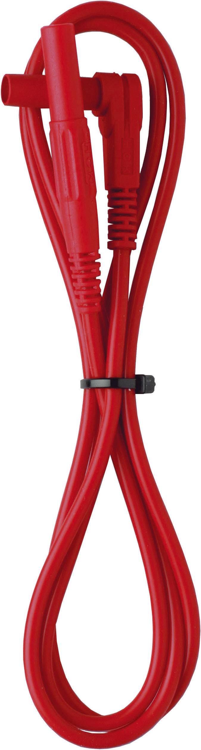 Czerwony, kablowaty obiekt o zagiętych końcach, używany do połączeń elektrycznych.