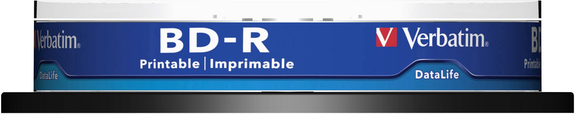 Płyta Blu-ray marki Verbatim, z nadrukiem 'BD-R Printable', nośnik do archiwizacji danych w opakowaniu zbiorczym.