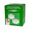 Zielona opakowanie z napisem 'Protective Respirator EN149:2001+A1:2009 FFP2'. Pokazuje dwie białe maski ochronne.