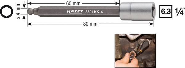 Nasadka trzpieniowa Hazet 8501KK-4 8501KK-4 1/4" (6,3 mm)