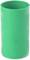 Zielony plastikowy cylinder stojący pionowo i pusty, na białym tle.