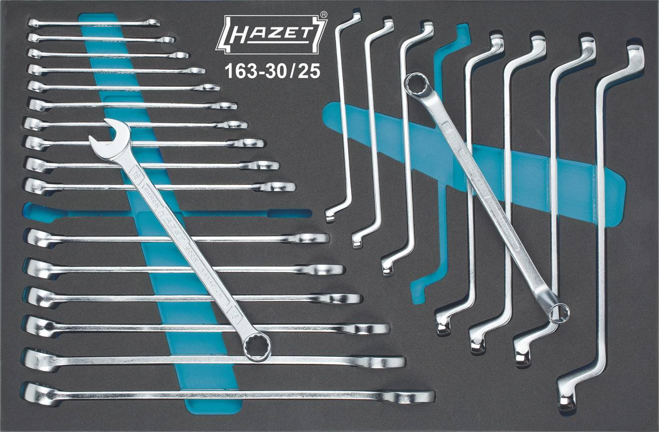 Hazet 163-30/25 Zestaw kluczy płasko oczkowych 25 szt. Rozmiar klucza (metryczny) (tylko do tytułu) 6 - 24 mm