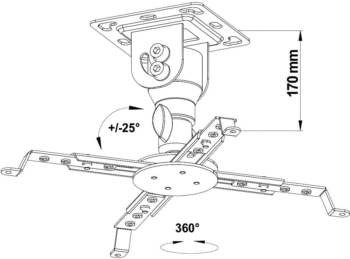 Стельове кріплення для проектора My Wall H16-7WL, нахил, поворот, максимальна відстань від стелі: 17 см, 20 кг, білий колір
