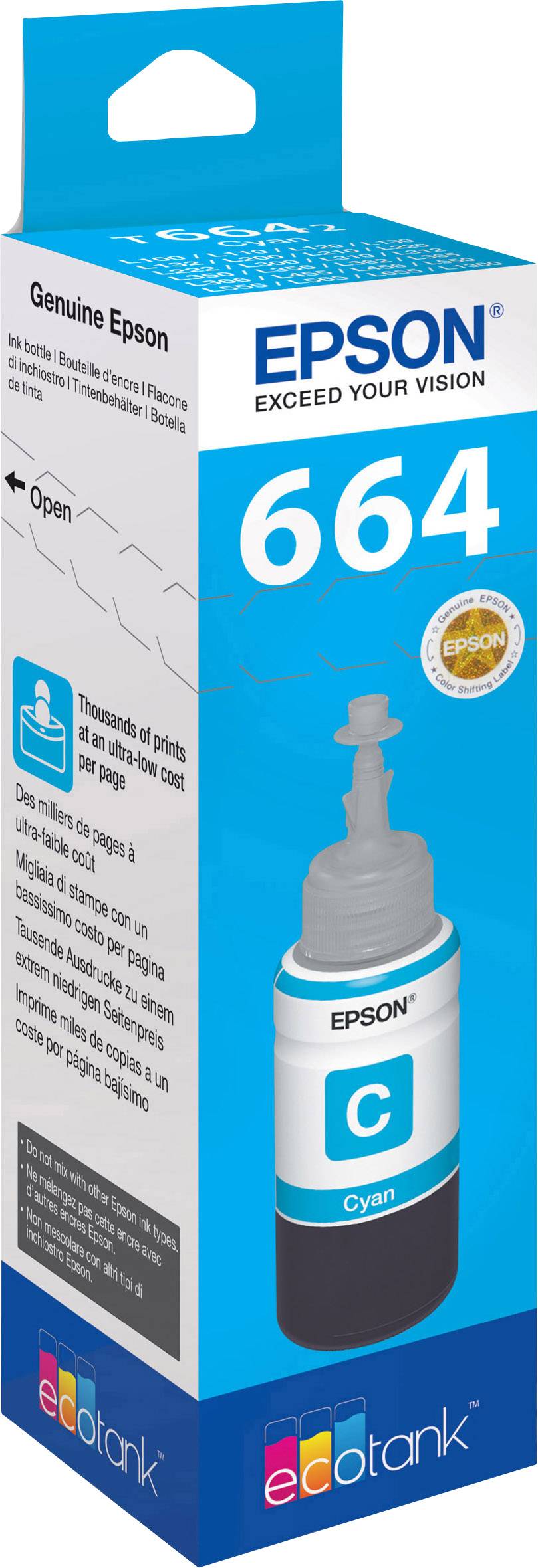 Заправка чорнила Epson C 13 T 664240 664 оригінальне чорнило Epson блакитне 1 шт.