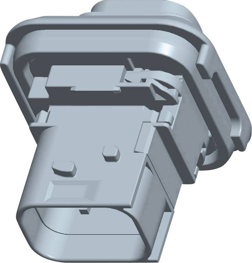 Prostokątna wtyczka elektroniczna z wieloma punktami stykowymi i otaczającą ją ramką z tworzywa sztucznego, stosowana do połączeń elektrycznych.