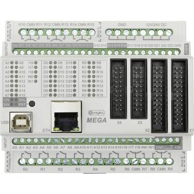Jednostka sterująca z wieloma opcjami podłączenia, w tym USB, Ethernet oraz slotami na inne połączenia. Oznaczona napisem "MEGA".