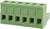 Zielony blok złącza z pięcioma otworami przyłączeniowymi, z widocznym zabezpieczeniem bocznym. Odpowiedni do połączeń elektrycznych.
