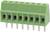 Zielony złącze z sześcioma stykami, odpowiednie do połączeń elektrycznych w obwodach elektronicznych.