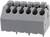 Szary elektryczny blok złączek z pięcioma zaciskami, przeznaczony do łączenia przewodów elektrycznych w szafach sterowniczych.