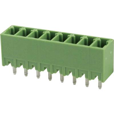 Zielony złącze płytki drukowanej z ośmioma pinami do połączeń elektrycznych w urządzeniach elektronicznych.