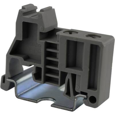 Szare elementy z tworzywa sztucznego i metalu z elementami mocującymi, które mogą być stosowane w elektrotechnice lub budowie maszyn.