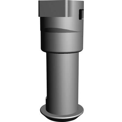 Cylindryczny element mechaniczny w odcieniach szarości, prawdopodobnie część maszyny lub narzędzie, z zaokrągloną podstawą i gładką powierzchnią.