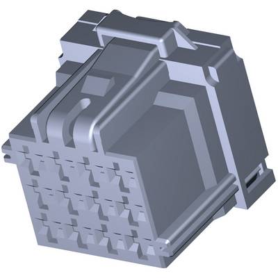 Szare, sześcienne mechaniczne części o symetrycznych wgłębieniach wzorniczych oraz górnej krawędzi uchwytu, prawdopodobnie elektryczny złącz.