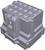 Szare, sześcienne modele 3D elementu elektronicznego z siateczkowym wzorem na górze i prostokątnymi elementami po bokach.