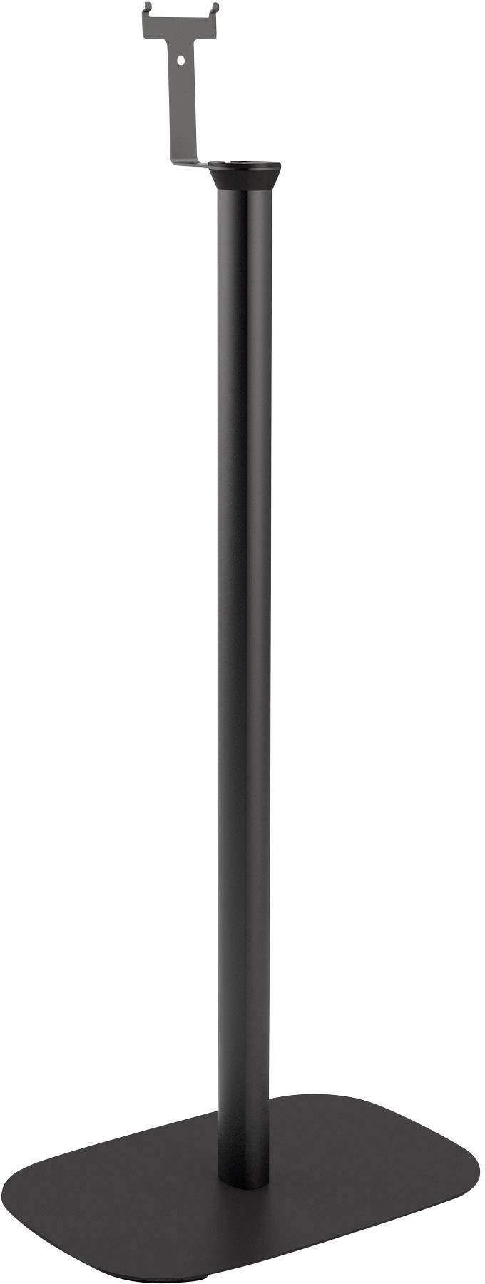 Czarny stojak z prostokątną podstawą i uchwytem na górze, odpowiedni dla głośników lub podobnych urządzeń.