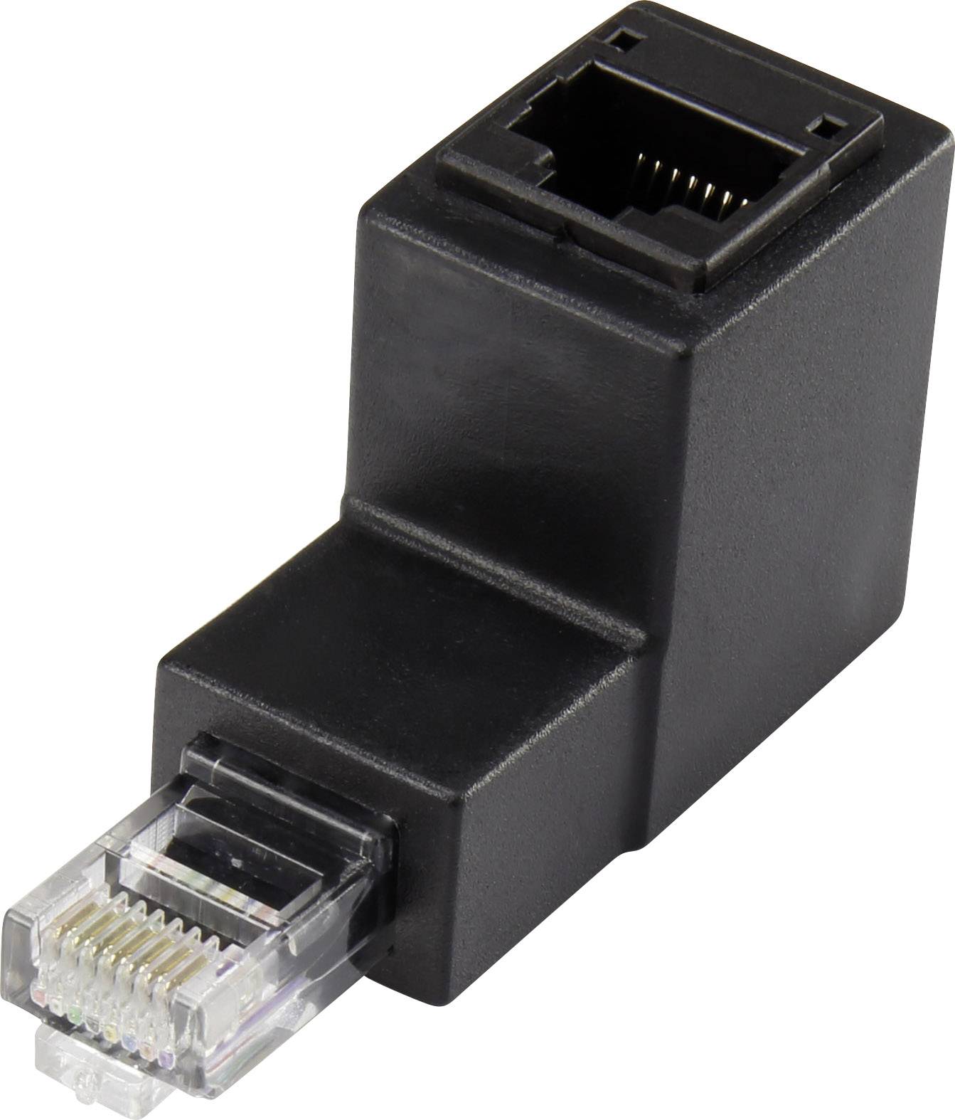 RJ45 LAN adapter CAT 5e Wygięte pod kątem 90° w dół [1x złącze męskie RJ45 - 1x złącze żeńskie RJ45] 0.00 m czarny Renkf