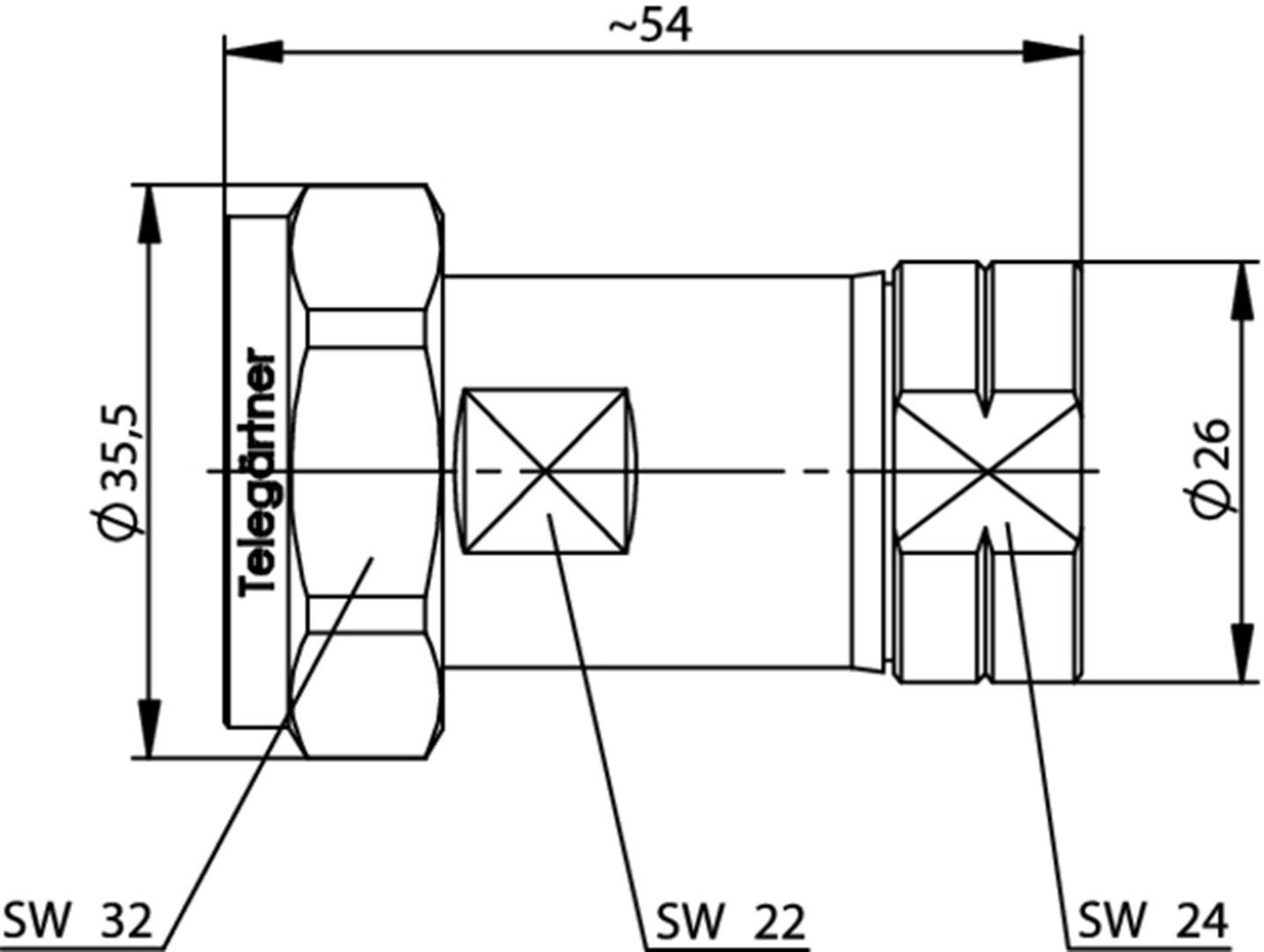 Роз'єм 7-16 DIN Telegärtner 100024408 100024408 чоловічий прямий роз'єм 50 Ом 1 шт.