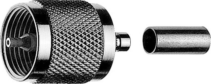 Dwuczęściowa wtyczka metalowa: Żłobiony wtyk adaptacyjny i pasująca do niego metalowa tuleja, które razem umożliwiają połączenie.