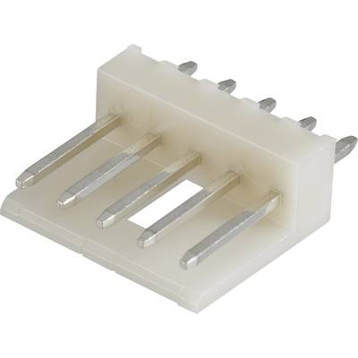 Biała wtyczka plastikowa z pięcioma stykami metalowymi, odpowiednia do obwodów elektronicznych.