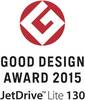 Logo nagrody Good Design Award 2015 dla JetDrive Lite 130 w kolorach czerwonym i czarnym.