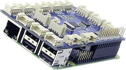 Niebieska płytka elektroniczna z wieloma złączami i portami, w tym złączami USB i Ethernet.