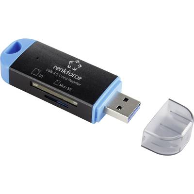 Czytnik kart pamięci, zewnętrzny, USB 3.2 Gen 1 (USB 3.0) Renkforce CR27E, czarny