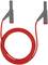 Czerwony kabel pomiarowy z szarymi wtyczkami, skręcany współosiowo. Używany do pomiarów elektrycznych i połączeń.