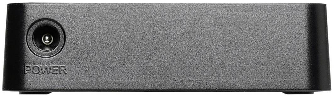 Czarny adapter z gniazdem zasilania i napisem 'POWER' z przodu.
