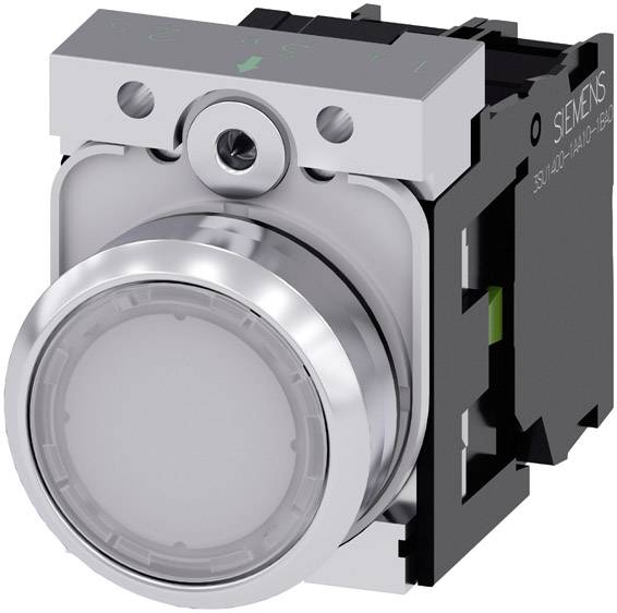 Siemens 3SU11520AB601BA0 3SU1152-0AB60-1BA0 Підсвічена кнопка, переднє кільце, металева, глянцева, плоский актуатор, біла 1 шт.