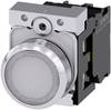 Siemens 3SU11520AB601BA0 3SU1152-0AB60-1BA0 Przycisk podświetlany pierścień przedni metalowy, błyszczący, siłownik płaski przycisk biały 1 szt. sztuka