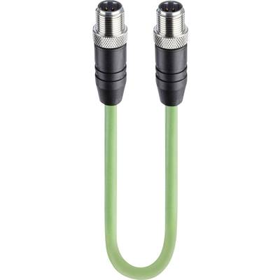 Zielony kabel z dwoma metalowymi wtyczkami na końcach, odpowiedni do połączeń technicznych.