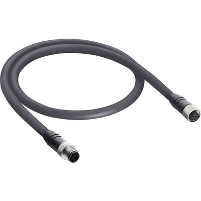 Czarny kabel z dwoma okrągłymi złączami na każdym końcu, odpowiedni do połączeń elektronicznych lub audio.