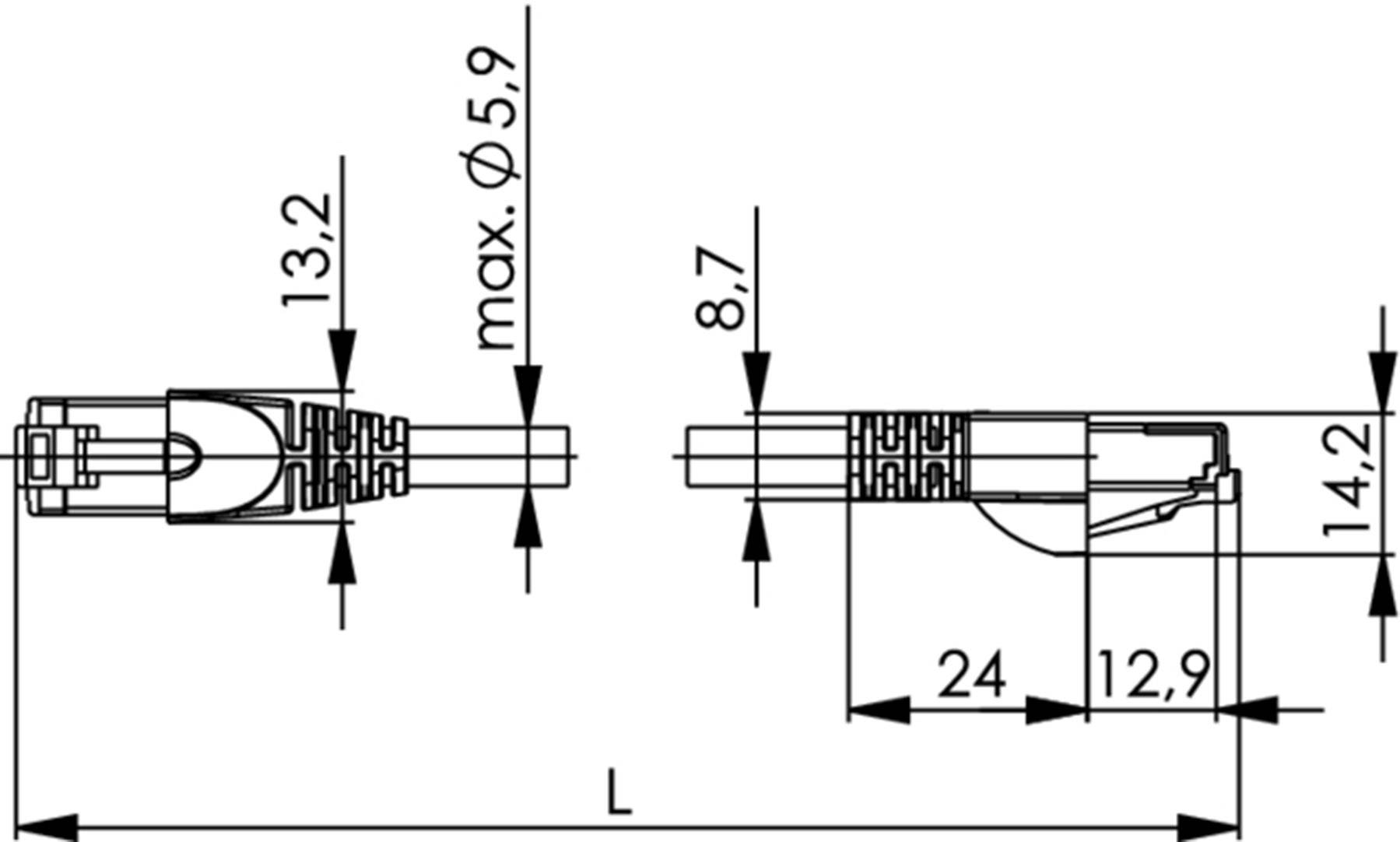 Кабель RJ45 (перехресний) Telegärtner 100007987 100007987, CAT 6a, S/FTP, 0,50 м