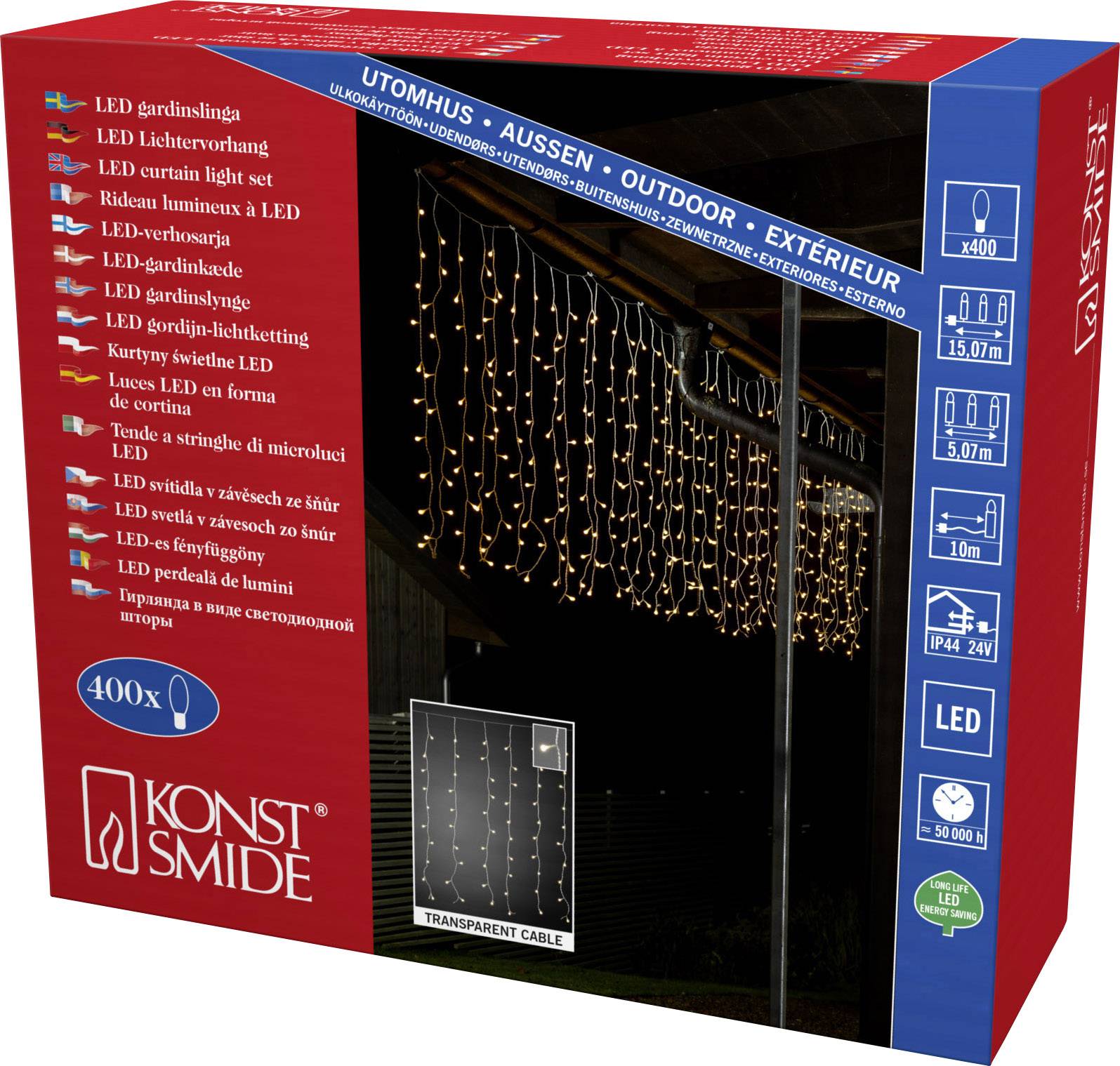 Kurtyna świetlna Konstsmide 3675-103, LED, na zewnątrz, 24 V, Ilość źródeł światła= 400, N/A, (D x S x W) 15.07 m x 507 -2