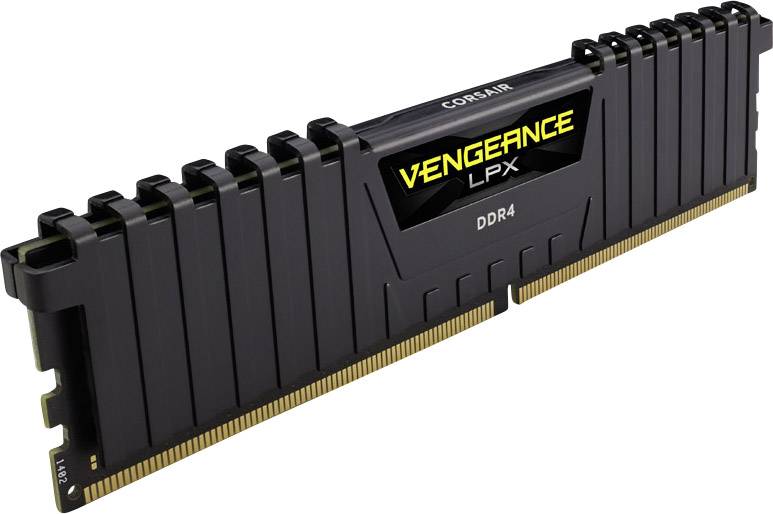 Czarny moduł pamięci DDR4 z napisem 'Vengeance LPX', wyprodukowany przez Corsair.