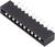 Czarny, prostokątny złącz z dziesięcioma srebrnymi stykami pinowymi na górnej powierzchni. Odpowiedni do zastosowań w obwodach elektronicznych.
