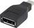Czarny adapter z wtykiem USB-C po jednej stronie i gniazdem DisplayPort po drugiej, służący do łączenia urządzeń.