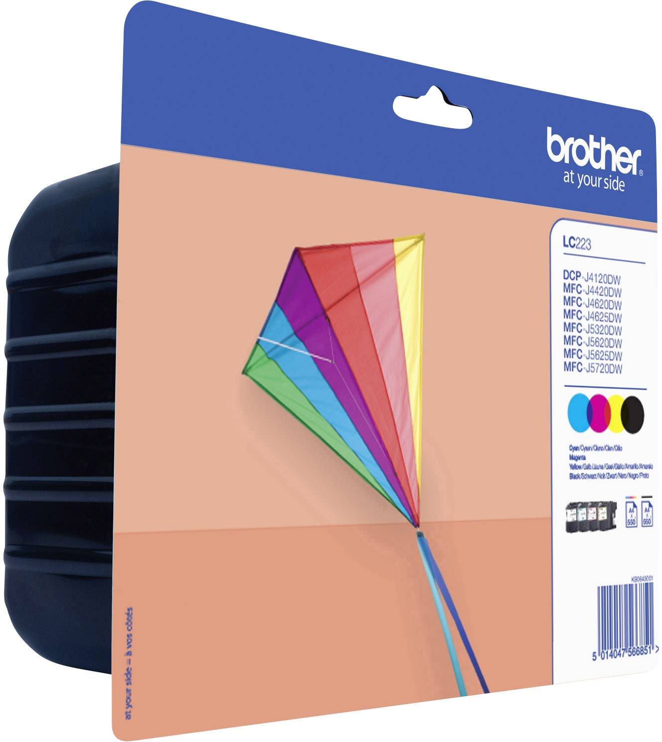 Оригінальний чорнильний набір Brother LC-223, чорний, блакитний, пурпуровий, жовтий LC223VALBPDR