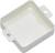 Prostokątny, biały pojemnik z tworzywa sztucznego z dwoma uchwytami bocznymi, przystosowany do mocowania.